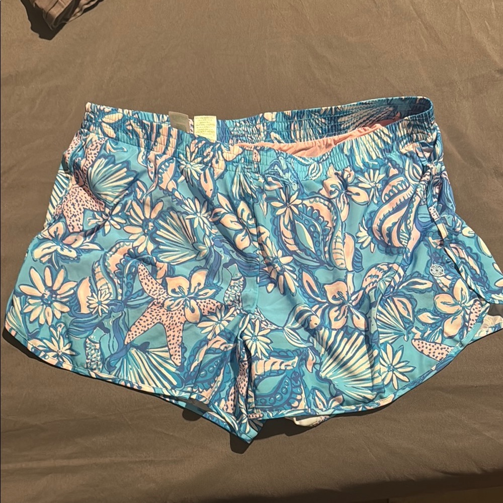 Lilly Pulitzer Luxletic Athletic Shorts - Pink and Blue